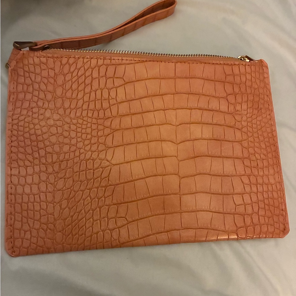 a new day Tan Crocodile-Patterned‎ Wristlet